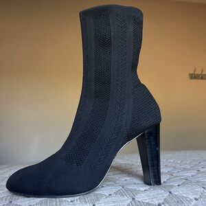 Charles by Charles David Black Stretch Knit Mid Calf‎ Heeled Boots Women 8.5